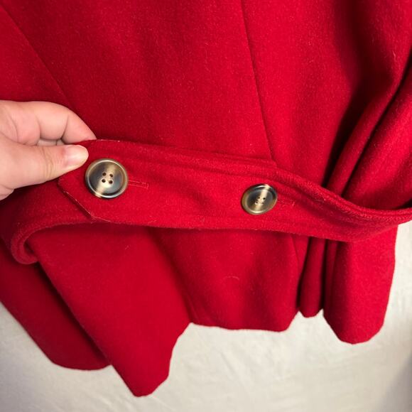 Gap Jacket Size M Red Wool Blend Long Sleeve Button Front  Pockets Warm Winter - Picture 9 of 12